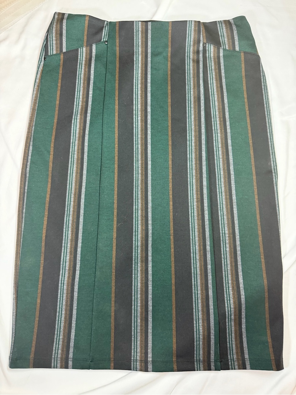 89th & Madison Green Striped Pencil Skirt